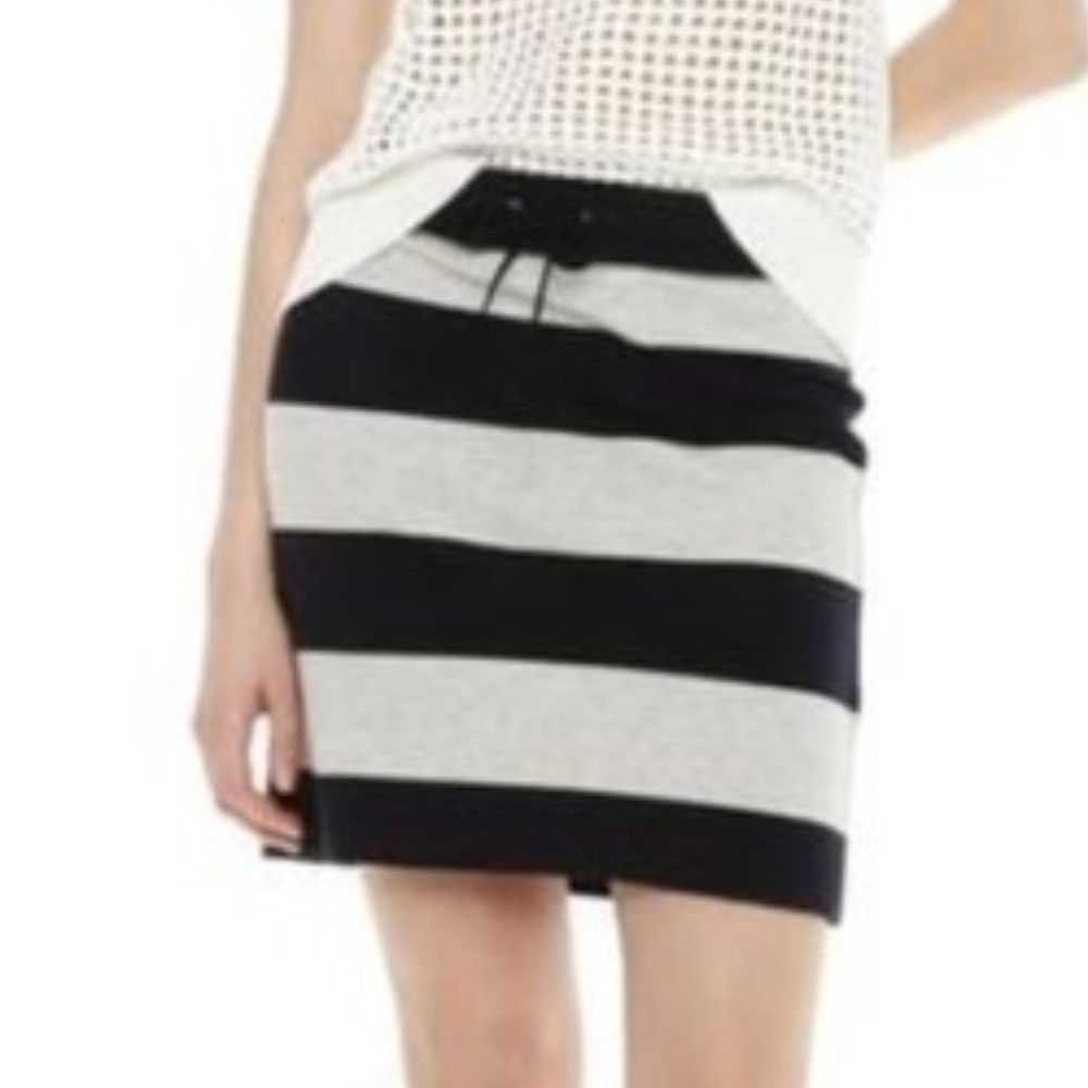 JOE FRESH Blue Grey Striped Drawstring Skirt